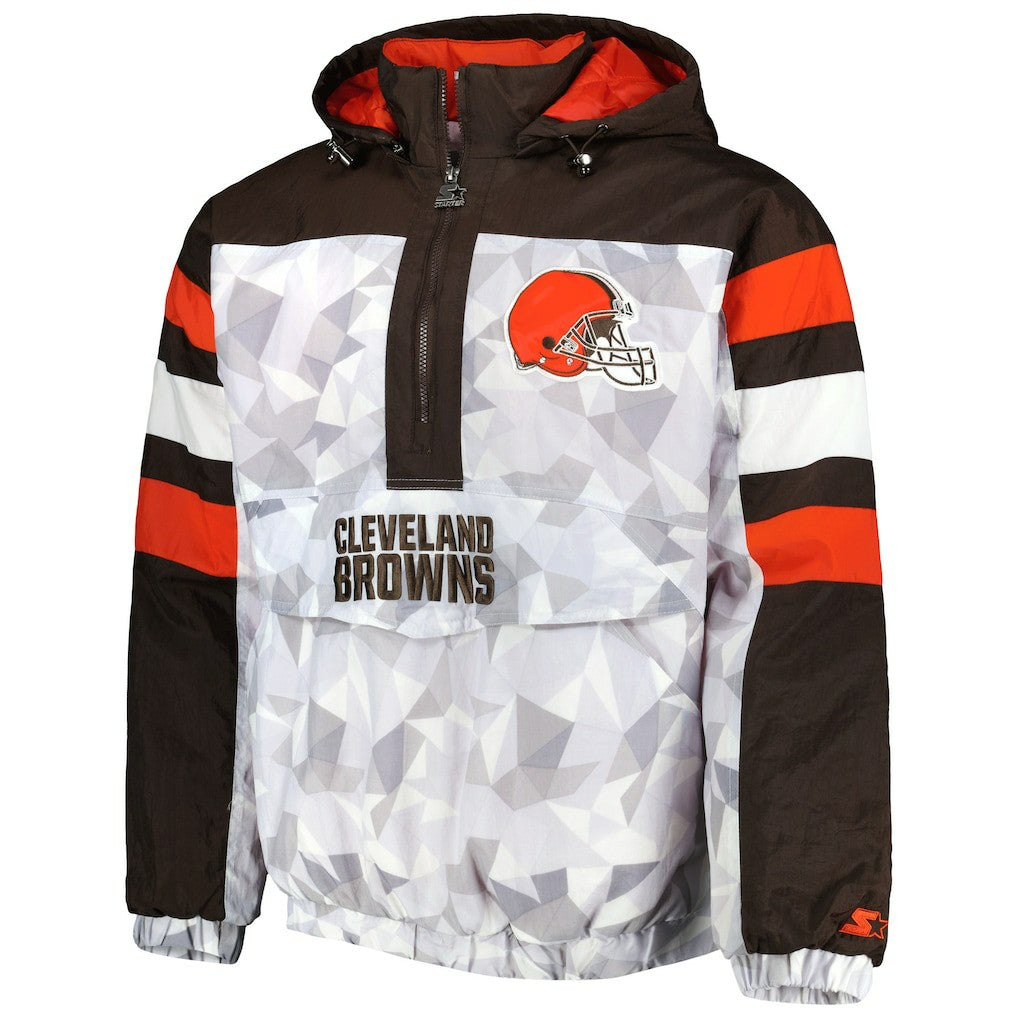 Starter Thursday Night Gridiron Raglan Half-Zip Hooded Jacket - Cleveland Browns Jackets