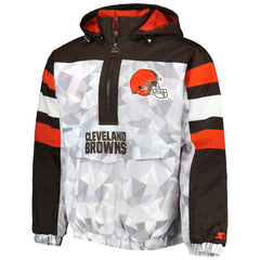 Starter Thursday Night Gridiron Raglan Half-Zip Hooded Jacket - Cleveland Browns Jackets