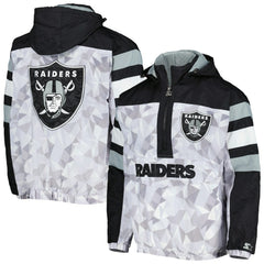 Starter Thursday Night Gridiron Raglan Half-Zip Hooded Jacket - Las Vegas Raiders Jackets