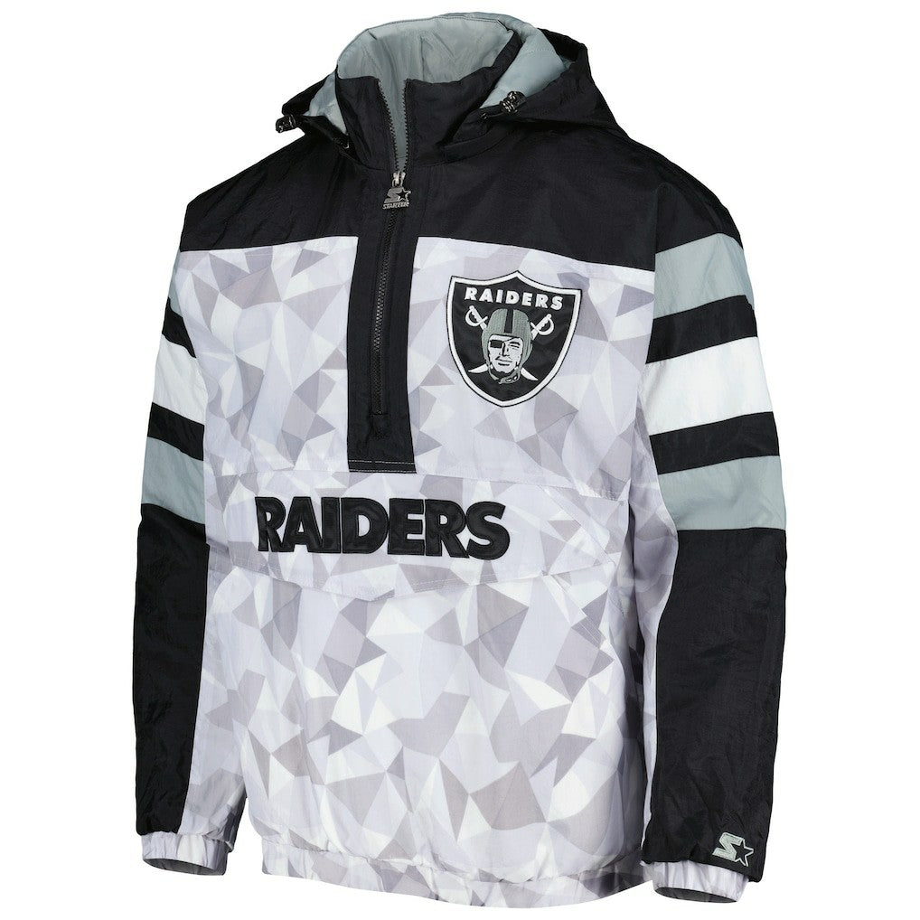 Starter Thursday Night Gridiron Raglan Half-Zip Hooded Jacket - Las Vegas Raiders Jackets