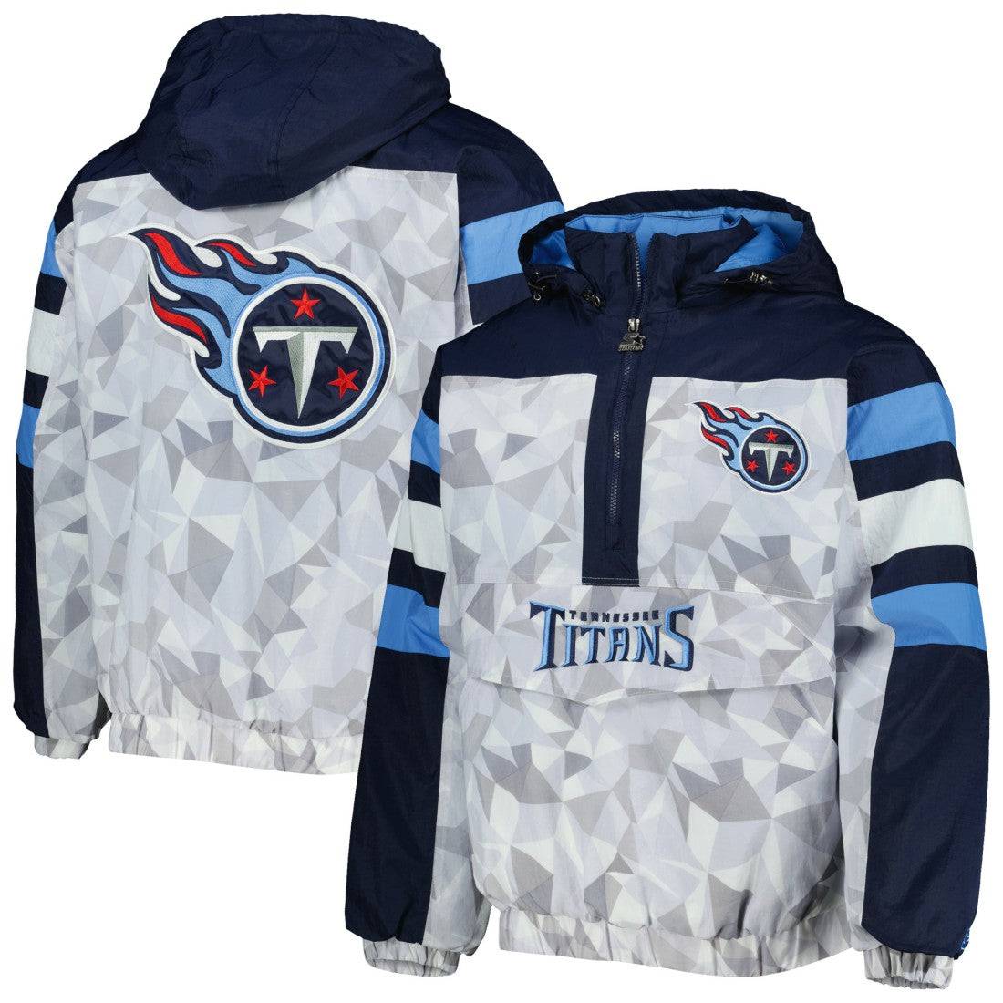 Starter Thursday Night Gridiron Raglan Half-Zip Hooded Jacket - Tennessee Titans Jackets