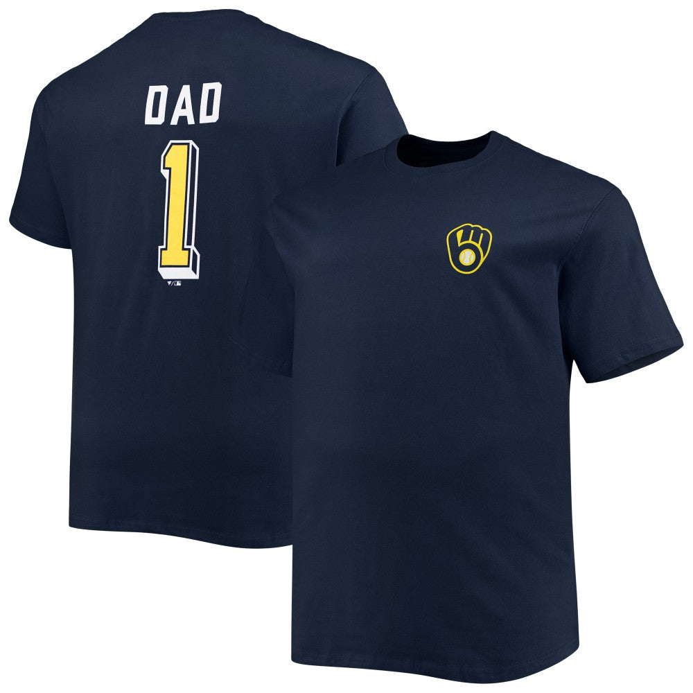 Navy Milwaukee Brewers Big & Tall Father's Day #1 Dad T-Shirt