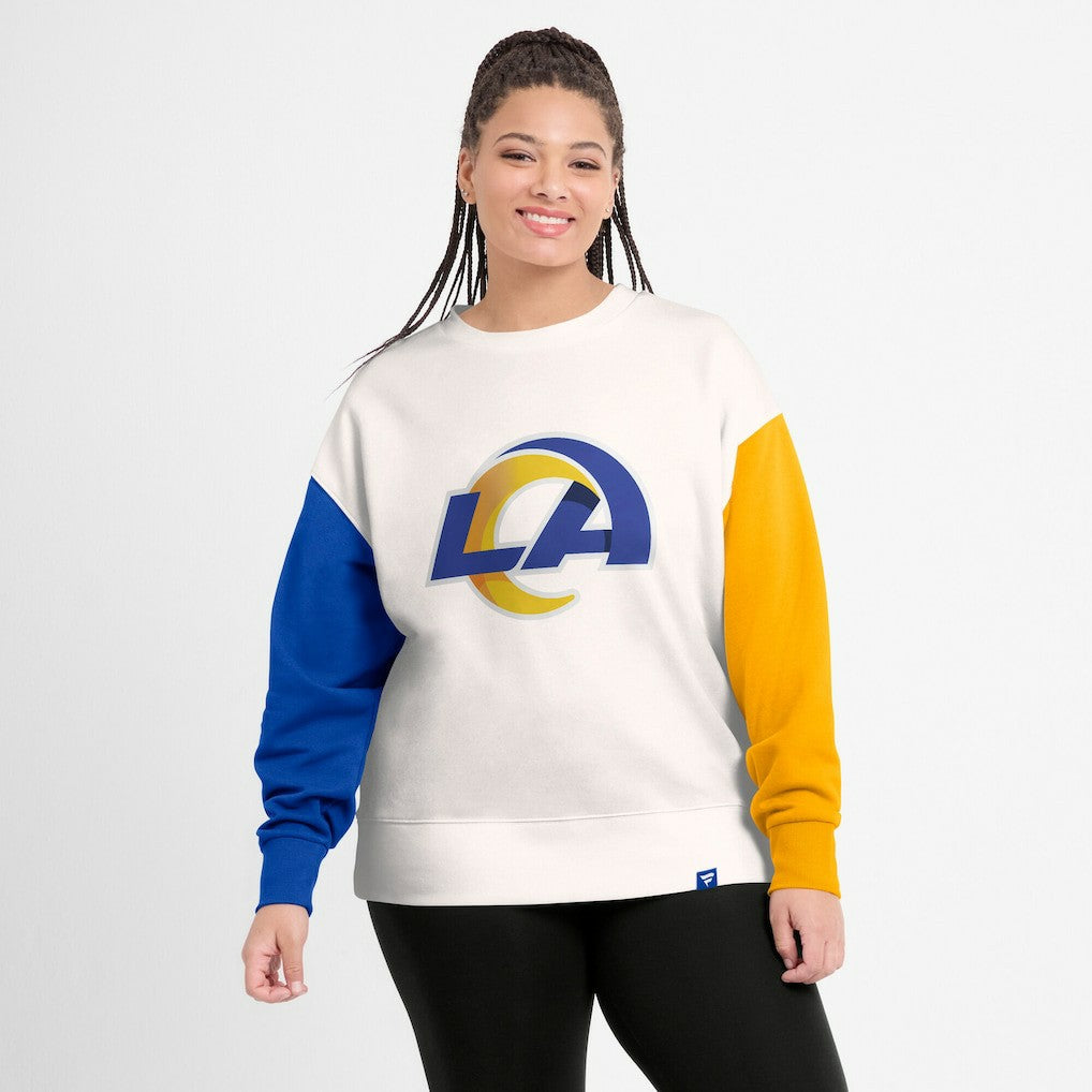 Women's Colorblock Primary Logo Pullover Sweatshirt - Los Angeles Rams Pullover