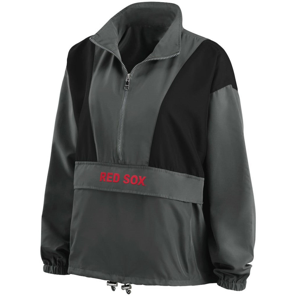 Charcoal Boston Red Sox WEAR by Erin Andrews Women's Packable Half-Zip Jacket
