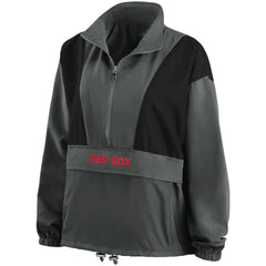 Charcoal Boston Red Sox WEAR by Erin Andrews Women's Packable Half-Zip Jacket