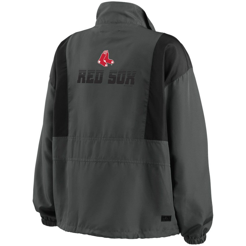 Charcoal Boston Red Sox WEAR by Erin Andrews Women's Packable Half-Zip Jacket