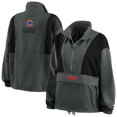 Charcoal Chicago Cubs WEAR by Erin Andrews Women's Packable Half-Zip Jacket