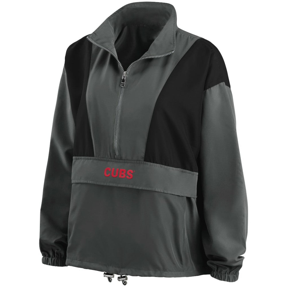 Charcoal Chicago Cubs WEAR by Erin Andrews Women's Packable Half-Zip Jacket