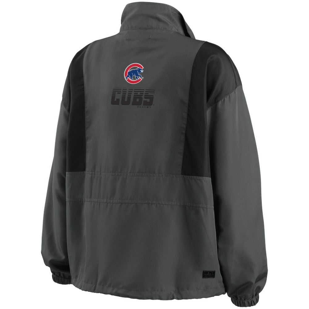 Charcoal Chicago Cubs WEAR by Erin Andrews Women's Packable Half-Zip Jacket