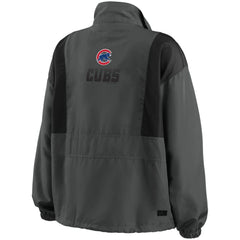 Charcoal Chicago Cubs WEAR by Erin Andrews Women's Packable Half-Zip Jacket