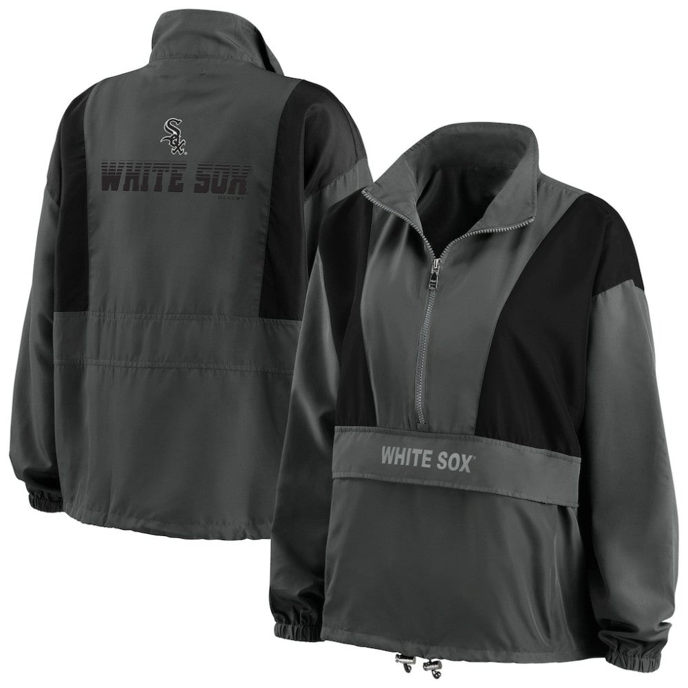 Charcoal Chicago White Sox WEAR by Erin Andrews Women's Packable Half-Zip Jacket