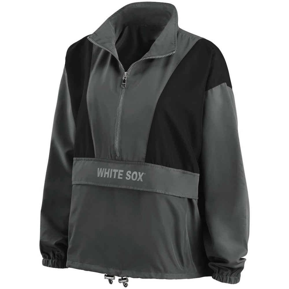 Charcoal Chicago White Sox WEAR by Erin Andrews Women's Packable Half-Zip Jacket