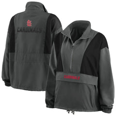 Charcoal St. Louis Cardinals WEAR by Erin Andrews Women's Packable Half-Zip Jacket