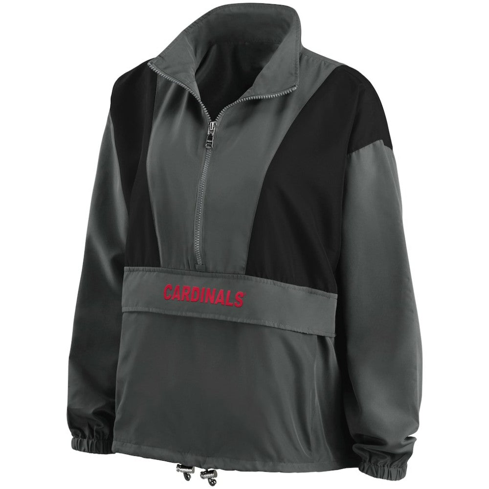 Charcoal St. Louis Cardinals WEAR by Erin Andrews Women's Packable Half-Zip Jacket