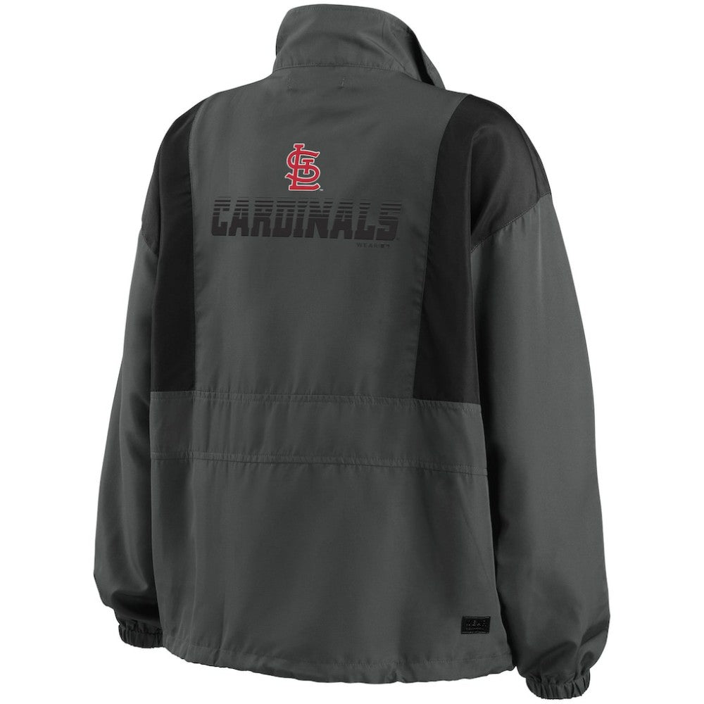 Charcoal St. Louis Cardinals WEAR by Erin Andrews Women's Packable Half-Zip Jacket
