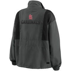Charcoal St. Louis Cardinals WEAR by Erin Andrews Women's Packable Half-Zip Jacket