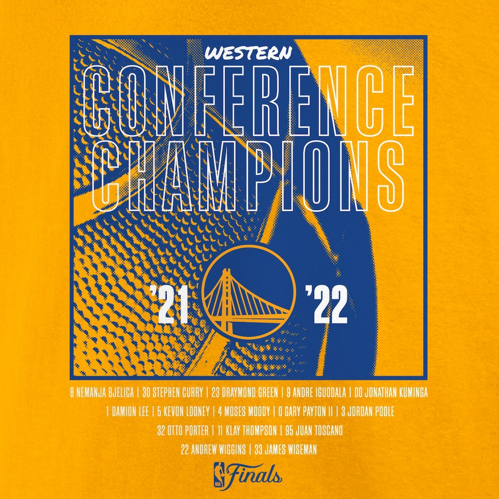 Fanatics Golden State Warriors Women's 2022 Western Conference Champions Balanced Attack Roster V-Neck T-Shirt sale