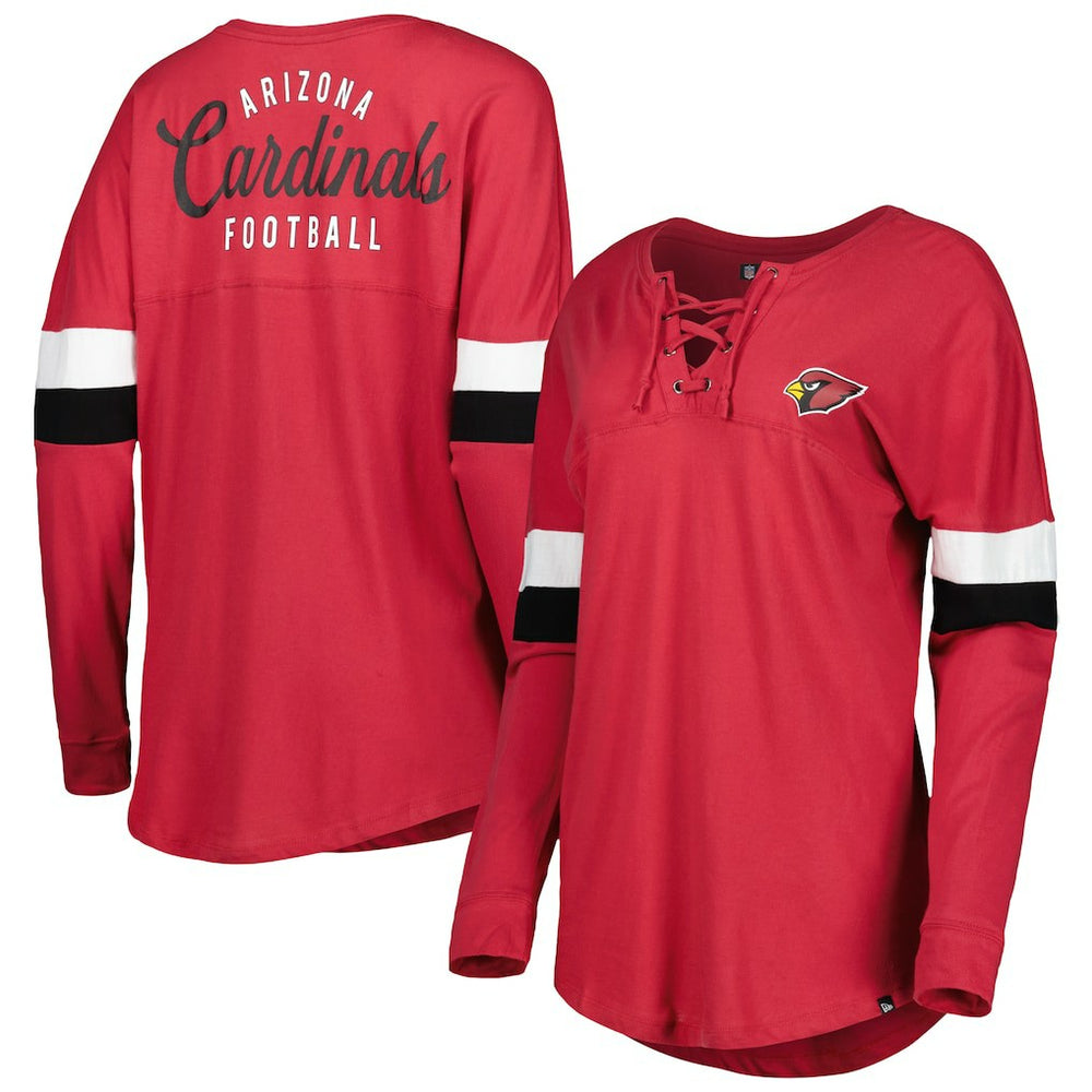 Women's Athletic Varsity Lace-Up Lightweight Long Sleeve T-Shirt - Arizona Cardinals T-shirts