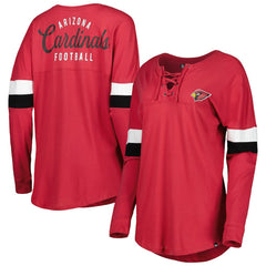 Women's Athletic Varsity Lace-Up Lightweight Long Sleeve T-Shirt - Arizona Cardinals T-shirts