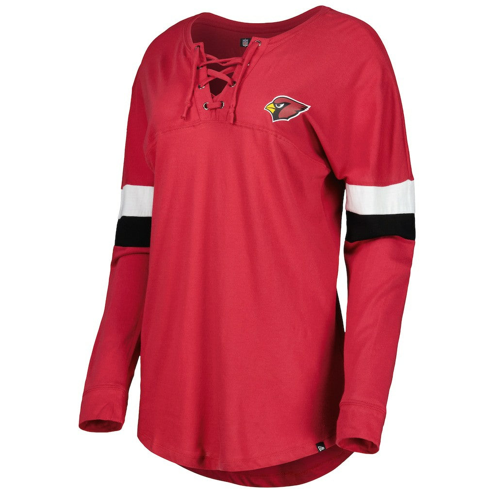 Women's Athletic Varsity Lace-Up Lightweight Long Sleeve T-Shirt - Arizona Cardinals T-shirts