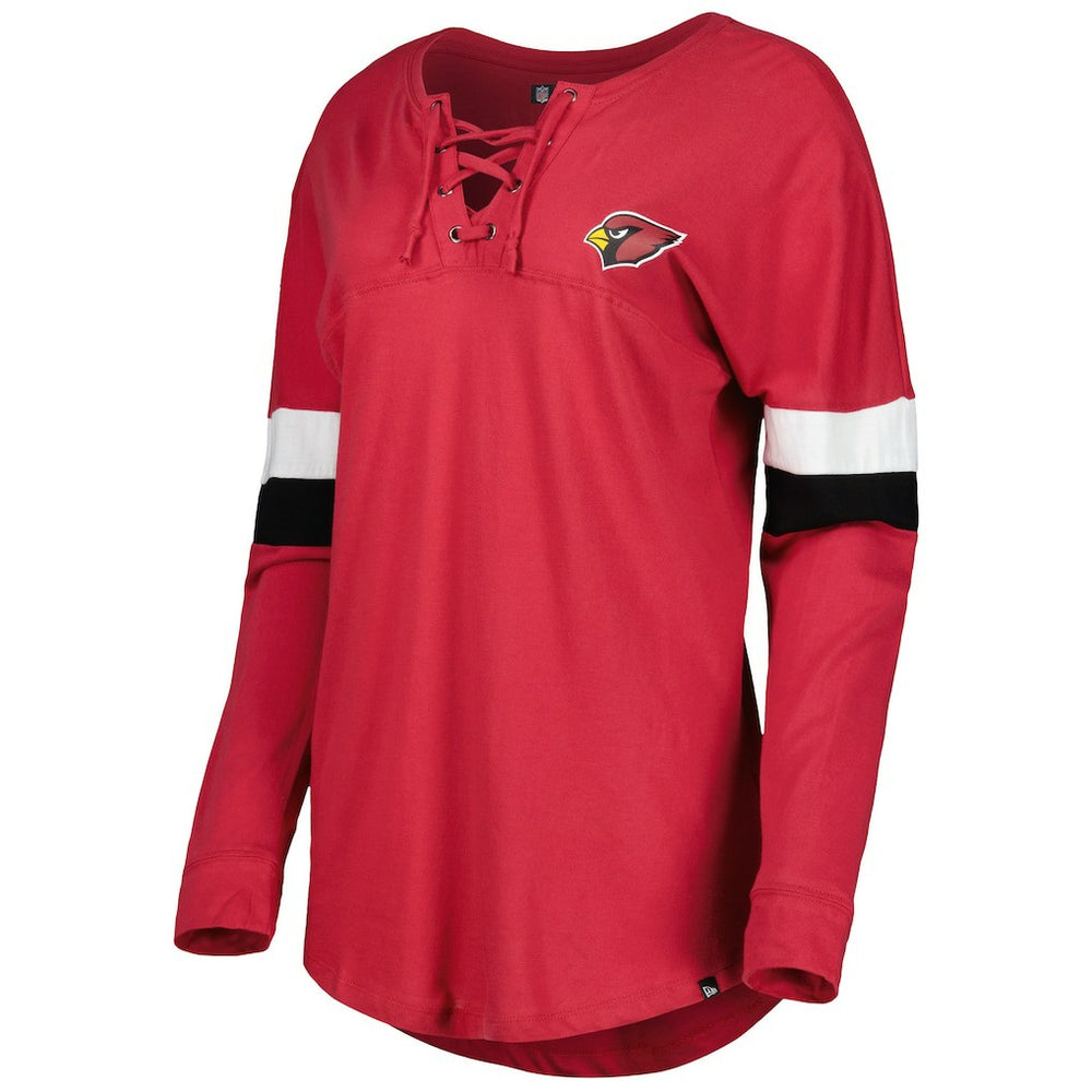 Women's Athletic Varsity Lace-Up Lightweight Long Sleeve T-Shirt - Arizona Cardinals T-shirts