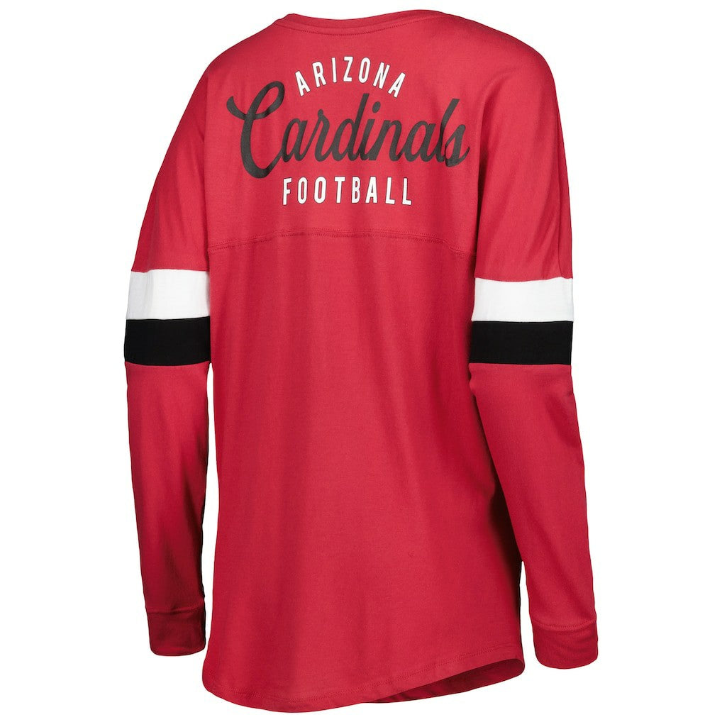 Women's Athletic Varsity Lace-Up Lightweight Long Sleeve T-Shirt - Arizona Cardinals T-shirts