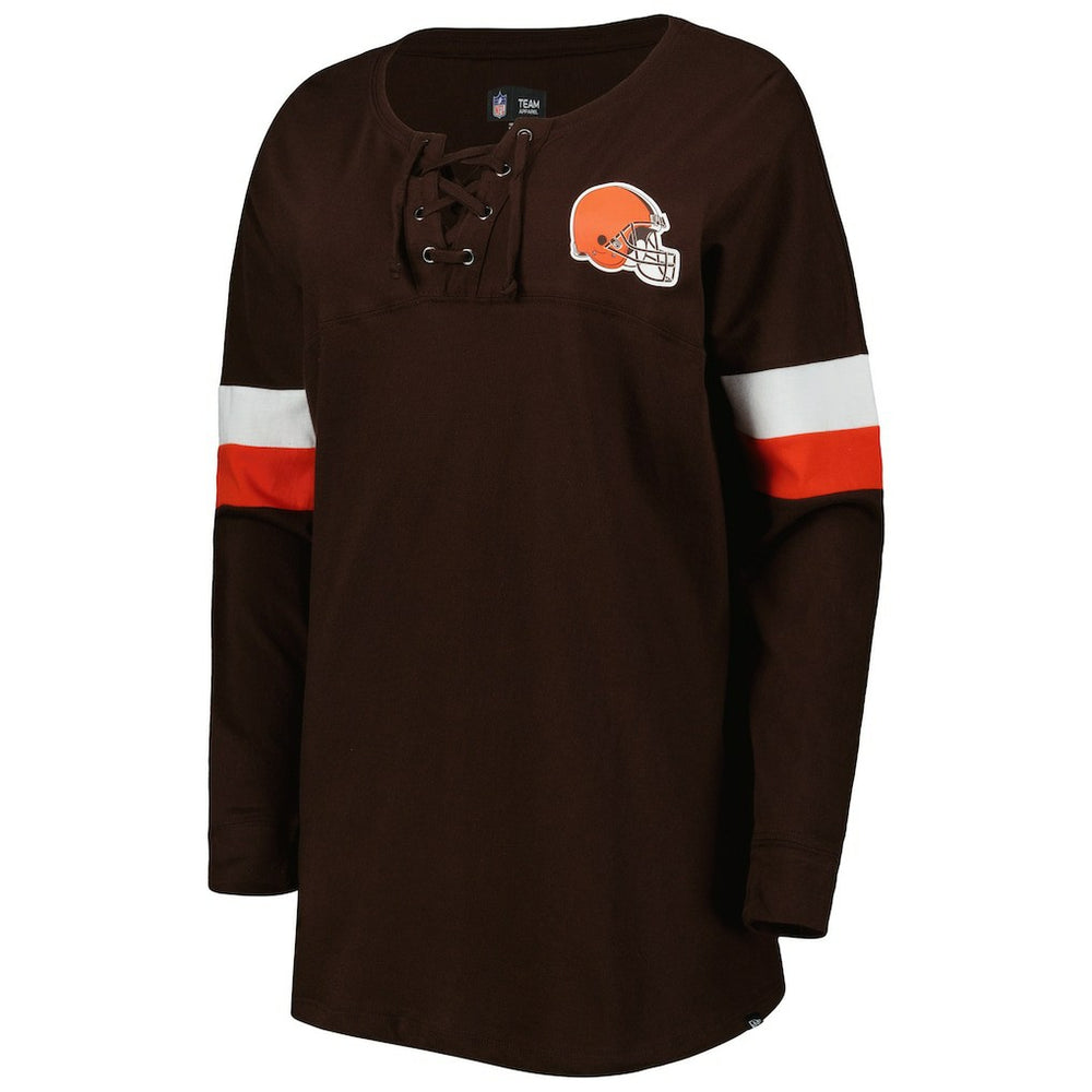 Women's Athletic Varsity Lace-Up Lightweight Long Sleeve T-Shirt - Cleveland Browns T-shirts