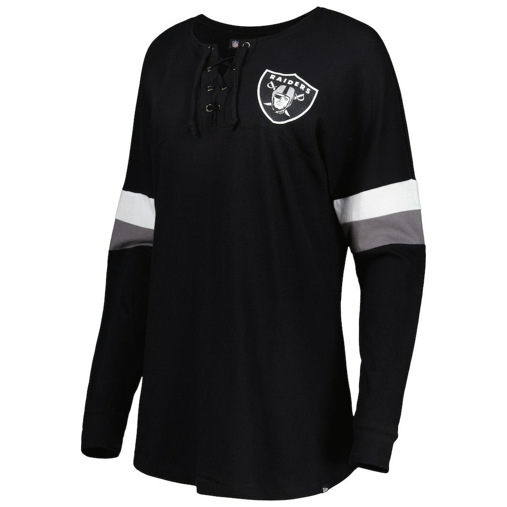 Women's Athletic Varsity Lace-Up Lightweight Long Sleeve T-Shirt - Las Vegas Raiders T-shirts