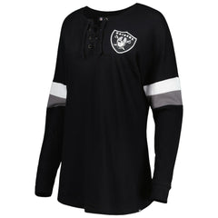Women's Athletic Varsity Lace-Up Lightweight Long Sleeve T-Shirt - Las Vegas Raiders T-shirts