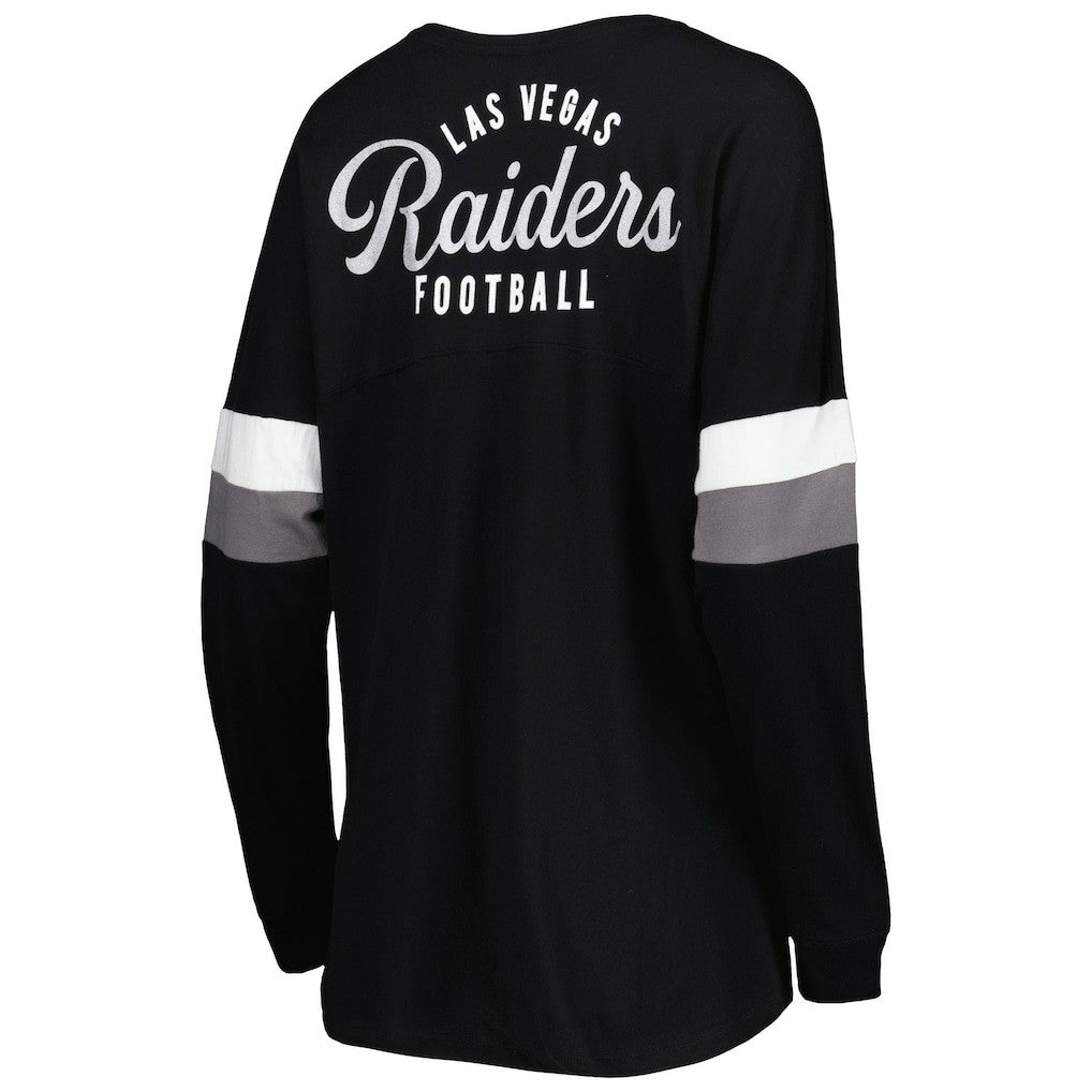 Women's Athletic Varsity Lace-Up Lightweight Long Sleeve T-Shirt - Las Vegas Raiders T-shirts