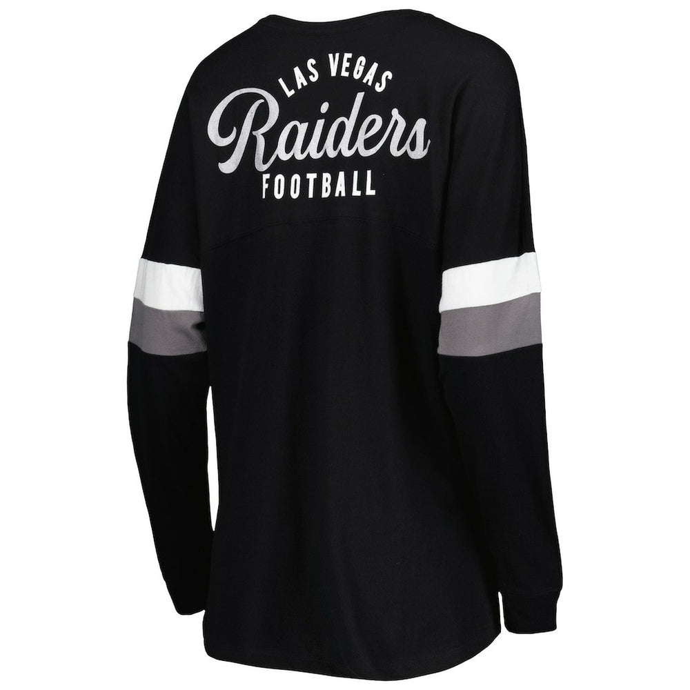 Women's Athletic Varsity Lace-Up Lightweight Long Sleeve T-Shirt - Las Vegas Raiders T-shirts