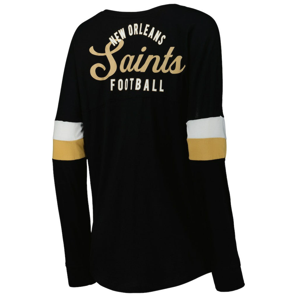 Women's Athletic Varsity Lace-Up Lightweight Long Sleeve T-Shirt - New Orleans Saints T-shirts