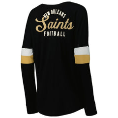 Women's Athletic Varsity Lace-Up Lightweight Long Sleeve T-Shirt - New Orleans Saints T-shirts