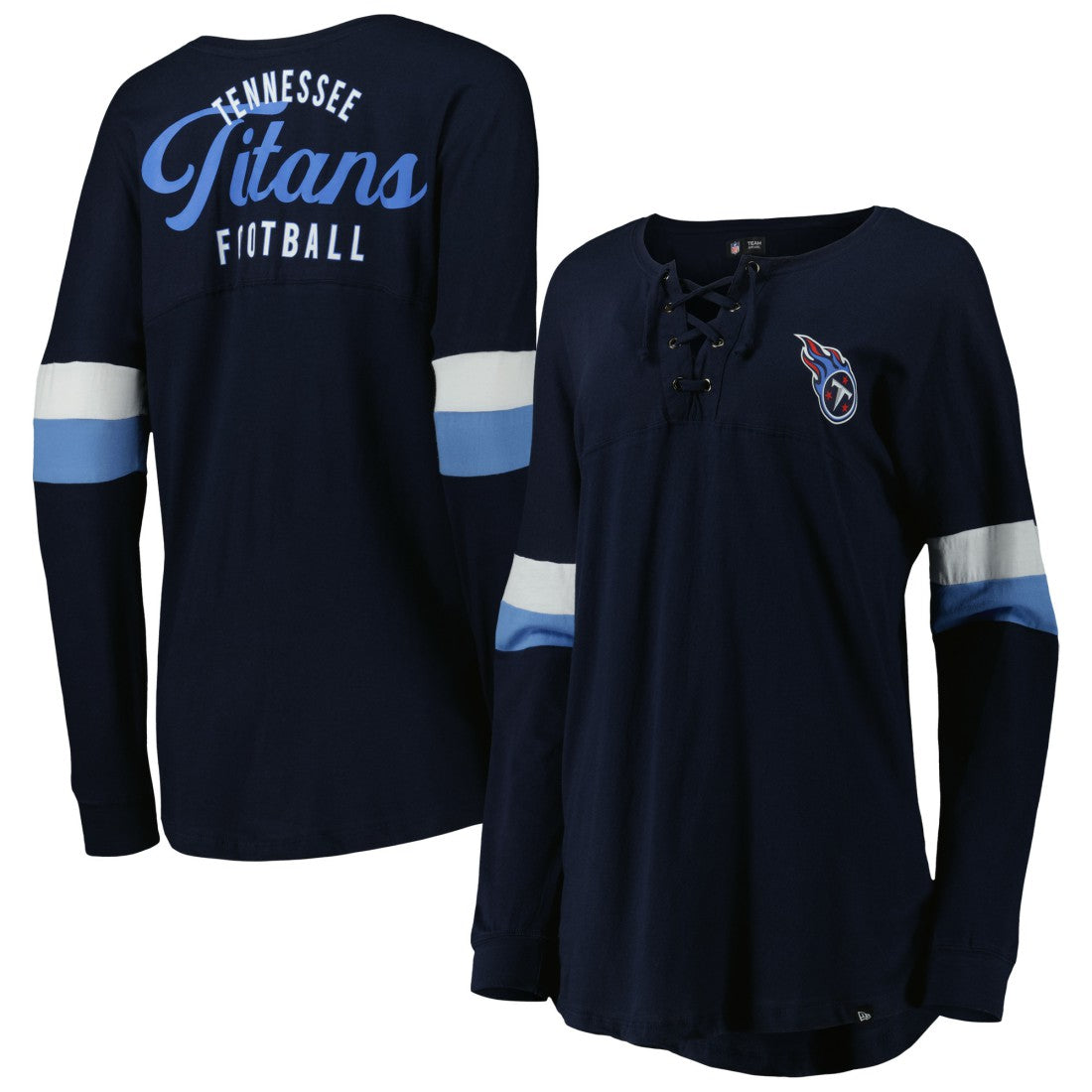 Women's Athletic Varsity Lace-Up Lightweight Long Sleeve T-Shirt - Tennessee Titans T-shirts
