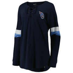 Women's Athletic Varsity Lace-Up Lightweight Long Sleeve T-Shirt - Tennessee Titans T-shirts