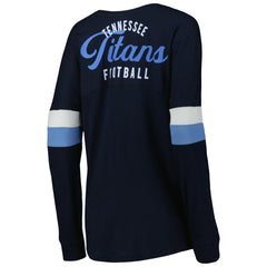 Women's Athletic Varsity Lace-Up Lightweight Long Sleeve T-Shirt - Tennessee Titans T-shirts