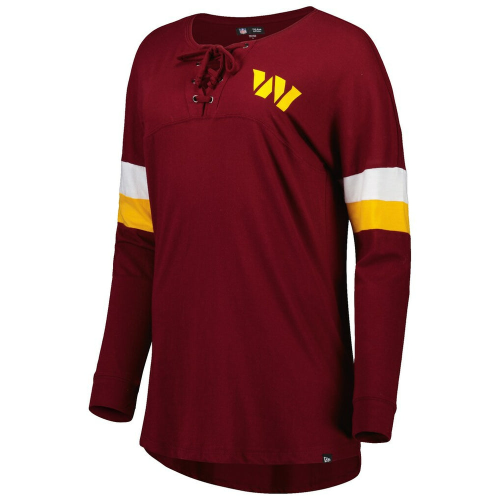 Women's Athletic Varsity Lace-Up Lightweight Long Sleeve T-Shirt - Washington Commanders T-shirts