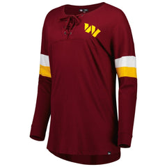 Women's Athletic Varsity Lace-Up Lightweight Long Sleeve T-Shirt - Washington Commanders T-shirts