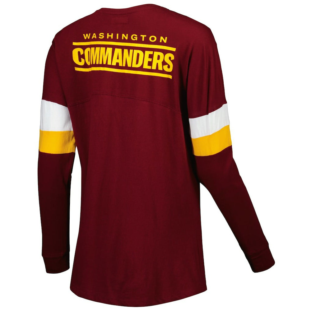Women's Athletic Varsity Lace-Up Lightweight Long Sleeve T-Shirt - Washington Commanders T-shirts