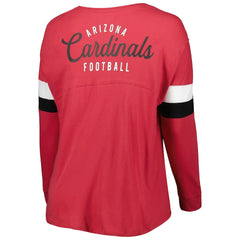 Women's Plus Size Athletic Varsity Lace-Up V-Neck Long Sleeve T-Shirt - Arizona Cardinals T-shirts