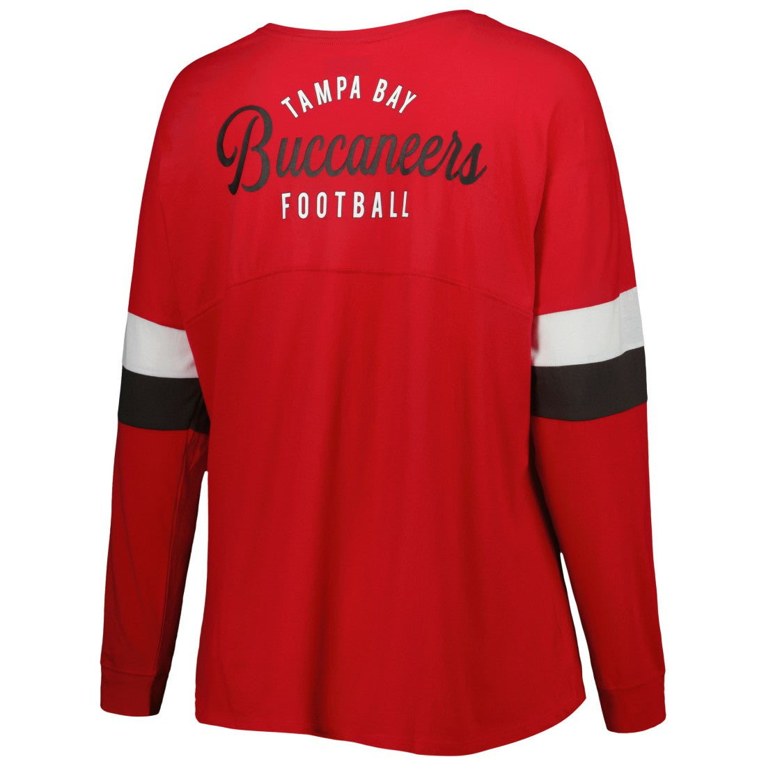 Women's Plus Size Athletic Varsity Lace-Up V-Neck Long Sleeve T-Shirt - Tampa Bay Buccaneers T-shirts