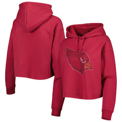 Cuce Women's Crystal Logo Cropped Pullover Hoodie - Arizona Cardinals Hoodies