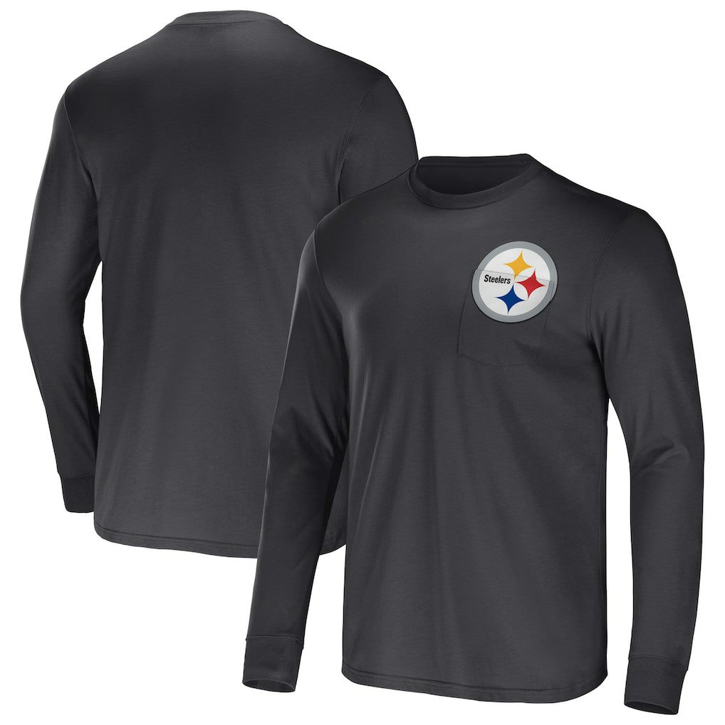 NFL x Darius Rucker Collection Team Long Sleeve Pocket T-Shirt - Pittsburgh Steelers T-shirts