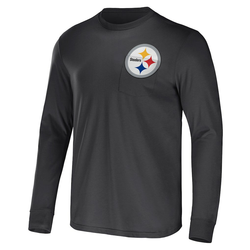 NFL x Darius Rucker Collection Team Long Sleeve Pocket T-Shirt - Pittsburgh Steelers T-shirts