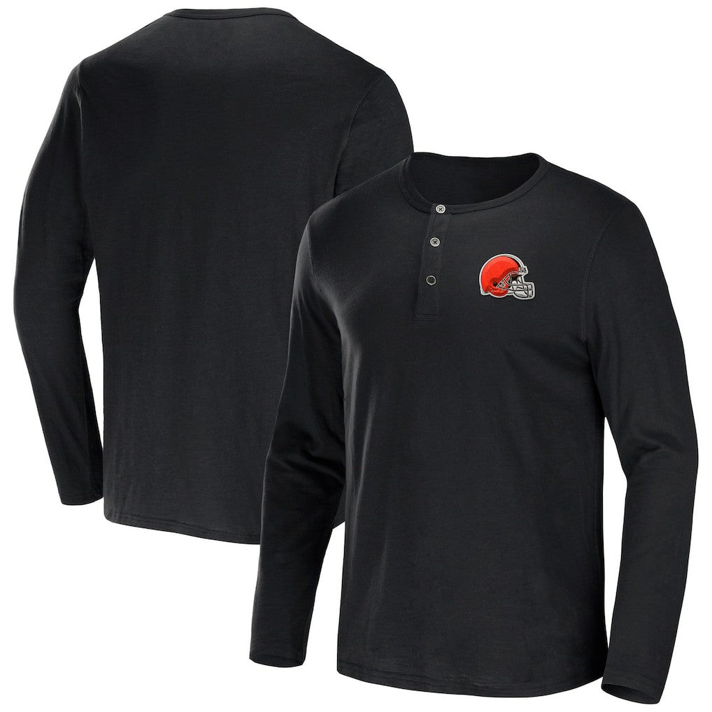 NFL x Darius Rucker Collection Slub Jersey Henley Long Sleeve T-Shirt - Cleveland Browns T-shirts