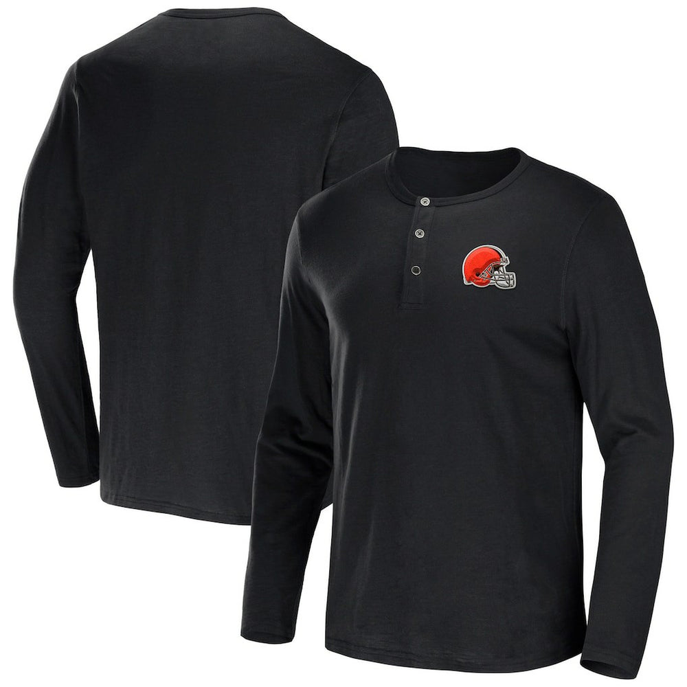 NFL x Darius Rucker Collection Slub Jersey Henley Long Sleeve T-Shirt - Cleveland Browns T-shirts