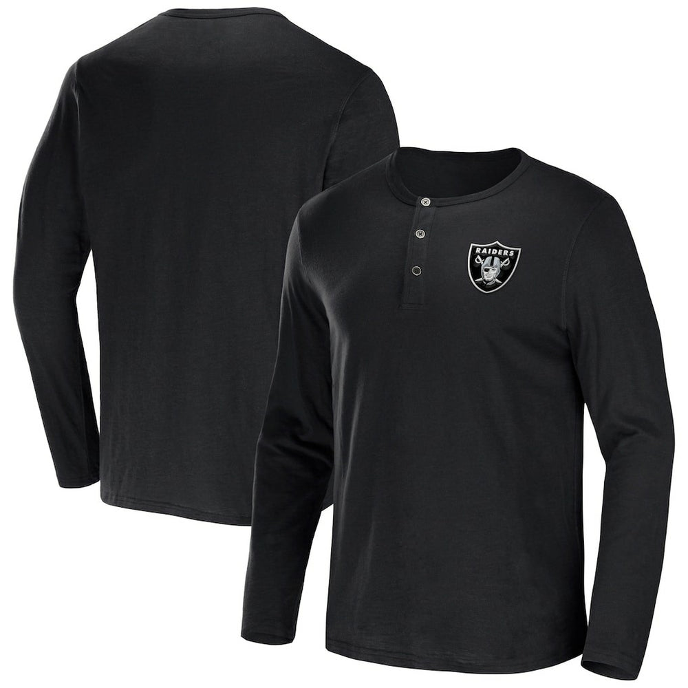NFL x Darius Rucker Collection Slub Jersey Henley Long Sleeve T-Shirt - Las Vegas Raiders T-shirts