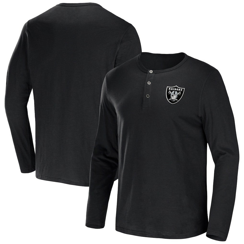 NFL x Darius Rucker Collection Slub Jersey Henley Long Sleeve T-Shirt - Las Vegas Raiders T-shirts