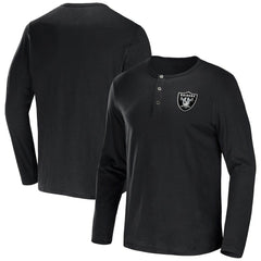 NFL x Darius Rucker Collection Slub Jersey Henley Long Sleeve T-Shirt - Las Vegas Raiders T-shirts