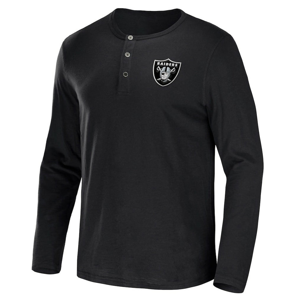 NFL x Darius Rucker Collection Slub Jersey Henley Long Sleeve T-Shirt - Las Vegas Raiders T-shirts